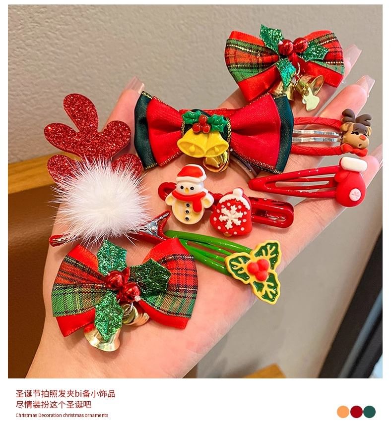 Set of 10: Christmas Cartoon Hair Clip / Hair Tie / Scrunchie SpreePicky