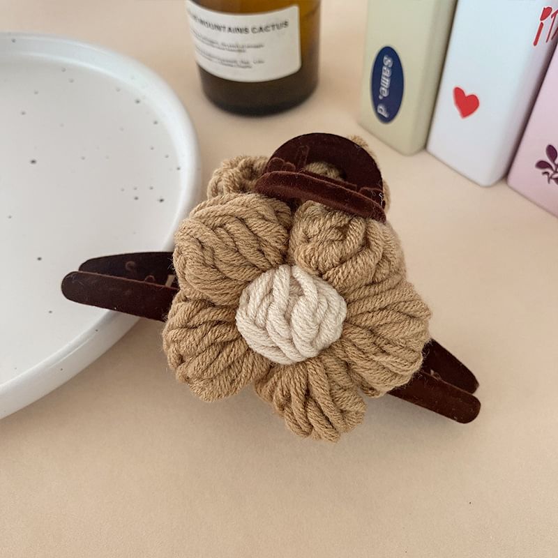 Yarn Flower Hair Claw Clip SpreePicky