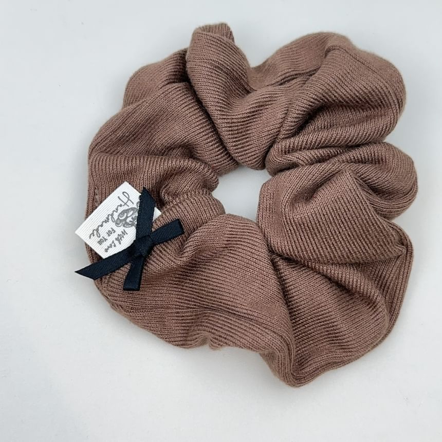 Bow Accent Plain Corduroy Scrunchie SpreePicky