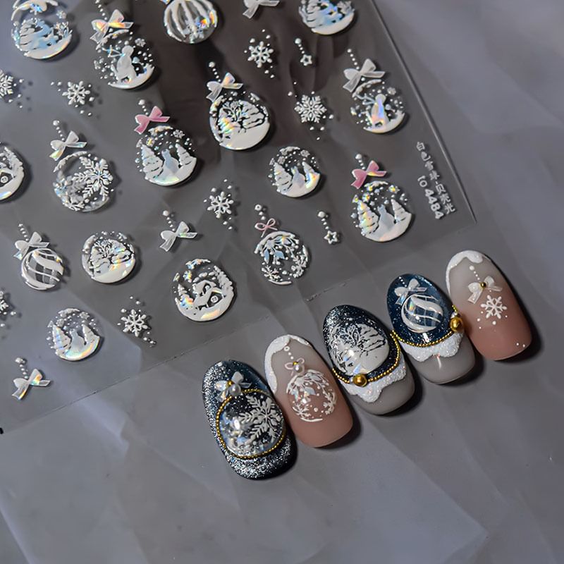 Christmas Snow-Ball Nail Art Stickers SpreePicky