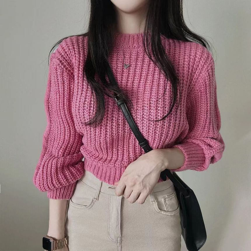 Cropped Crochet-Knit Sweater SpreePicky