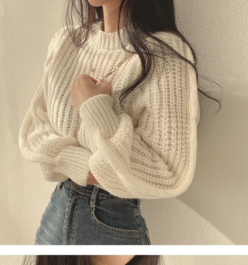 Cropped Crochet-Knit Sweater SpreePicky