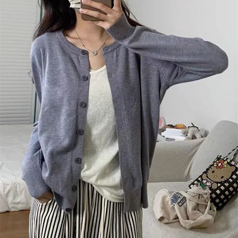 Round-Neck Light Cardigan SpreePicky