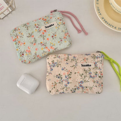 Lettering Floral Print Cosmetic Pouch SpreePicky