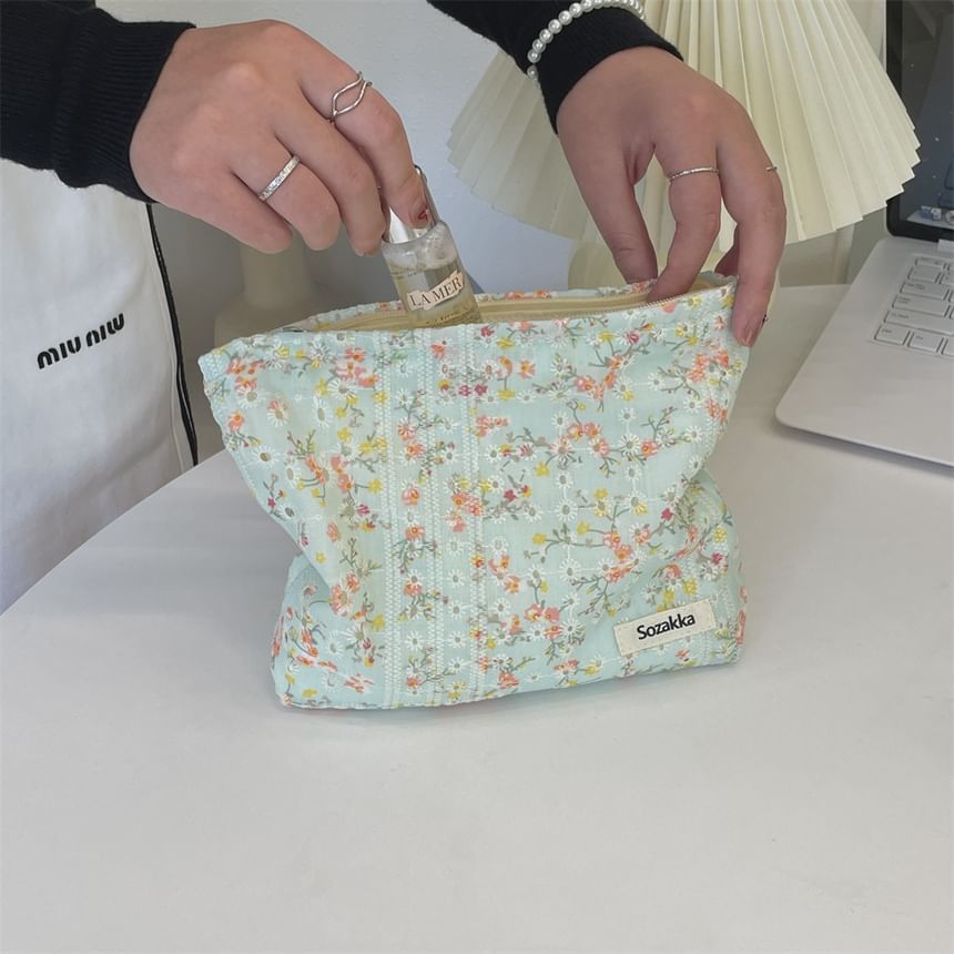 Floral Print Cosmetic Pouch SpreePicky