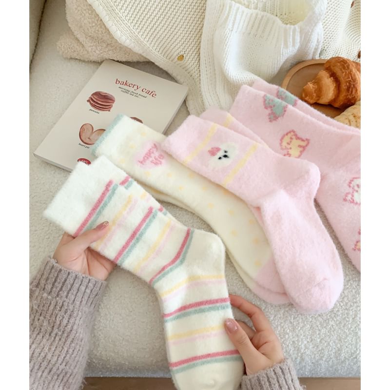 Patterned Fleece Short Socks SpreePicky