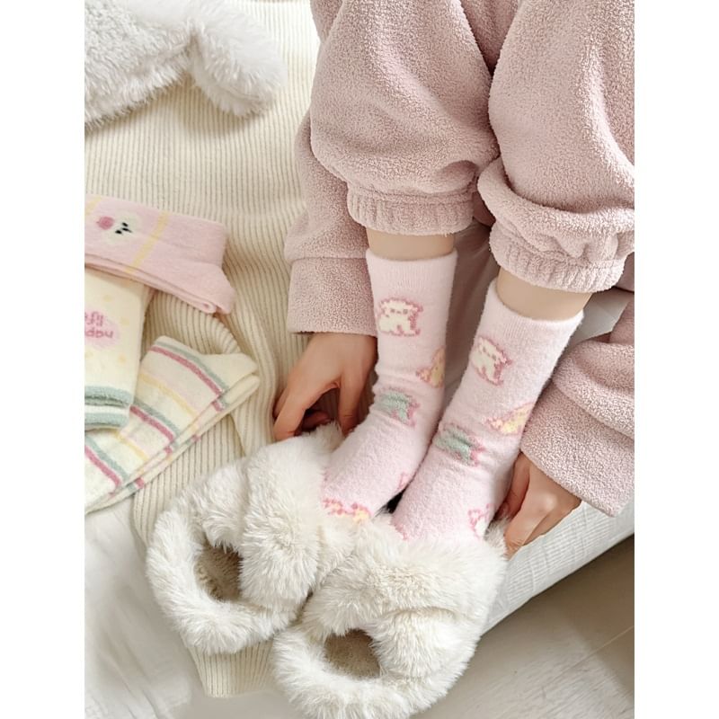 Patterned Fleece Short Socks SpreePicky