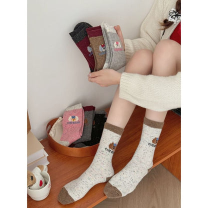 Cartoon Patterned Melange Short Socks SpreePicky