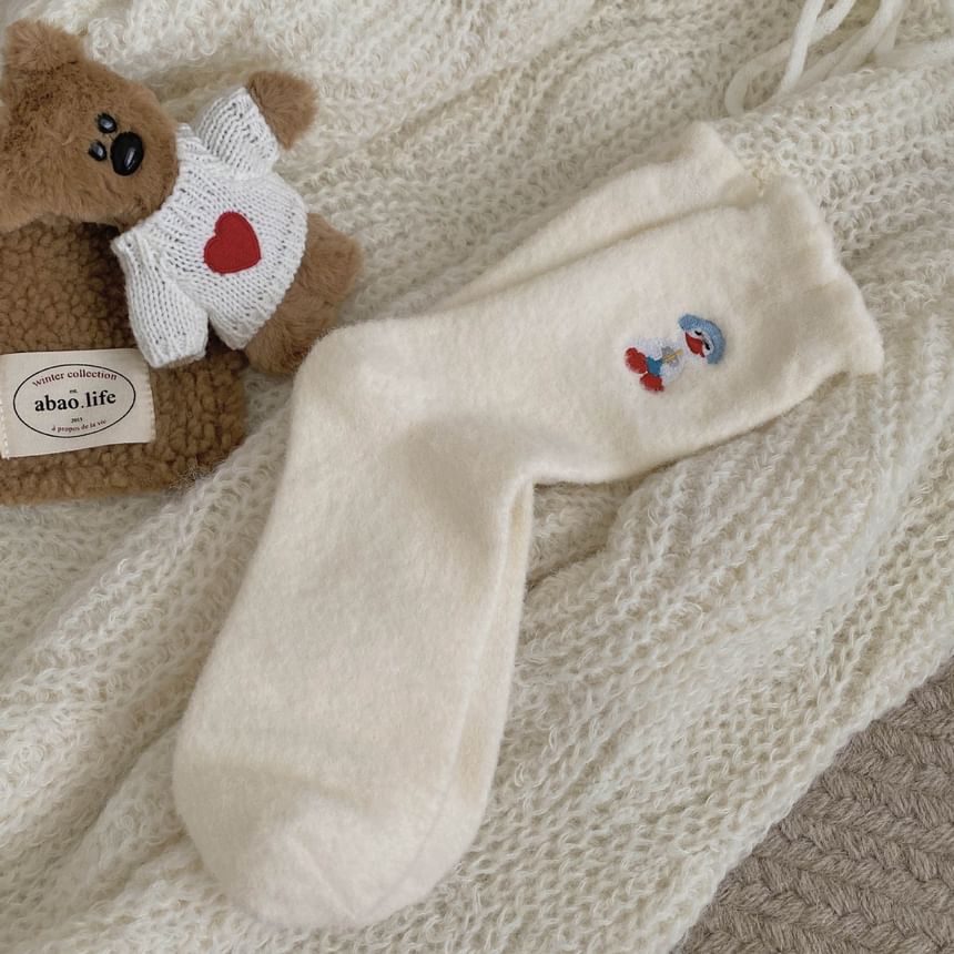 Duck Embroidered Fleece Short Socks SpreePicky