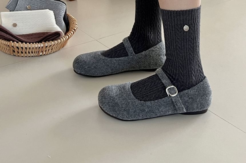 Plain Cable Knit Short Socks SpreePicky