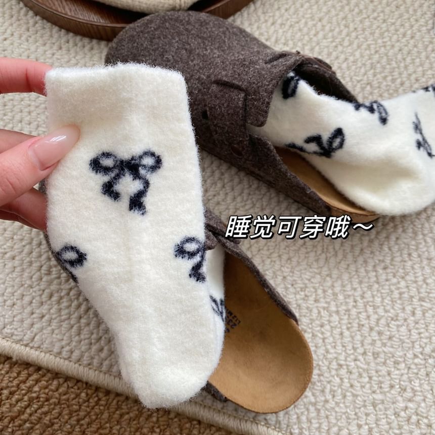 Bow Patterned Fleece Short Socks SpreePicky