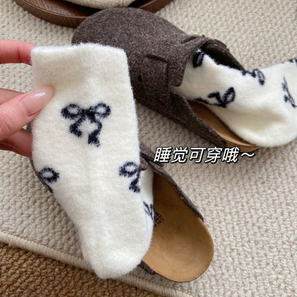 Bow Patterned Fleece Short Socks SpreePicky