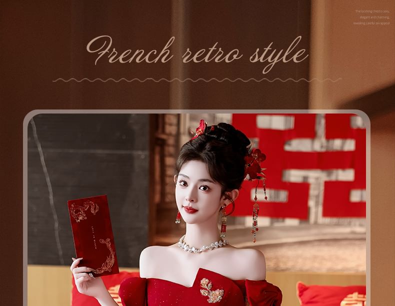 Shoulder Embroidered A-Line Evening Off Asymmetrical Gown FashionChic