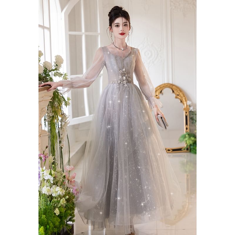 (Various Designs) Evening A-Line Mesh Gown Glitter FashionChic