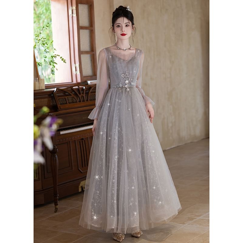 (Various Designs) Evening A-Line Mesh Gown Glitter FashionChic