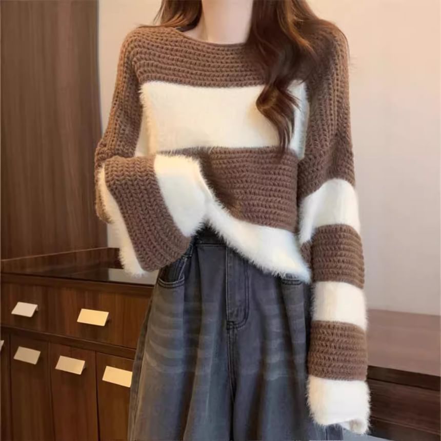 Boatneck Two Tone Sweater SpreePicky