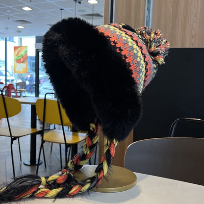 Faux Fur Pom Pom Knit Hat SpreePicky