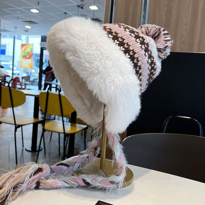 Faux Fur Pom Pom Knit Hat SpreePicky