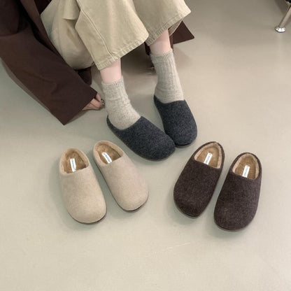 Plain Fleece-Lined Mules SpreePicky