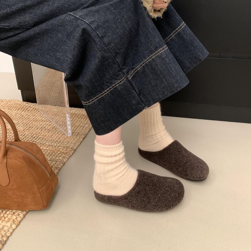 Plain Fleece-Lined Mules SpreePicky