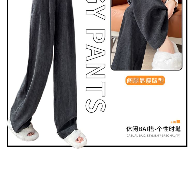 High Rise Plain Corduroy Wide Leg Dress Pants SpreePicky