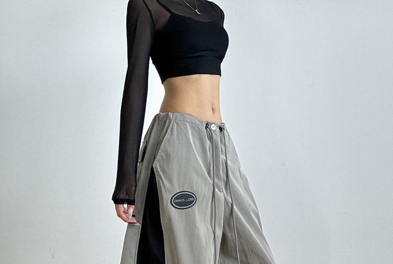 Low Waist Color-Block Loose-Fit Wide-Leg Sweatpants SpreePicky