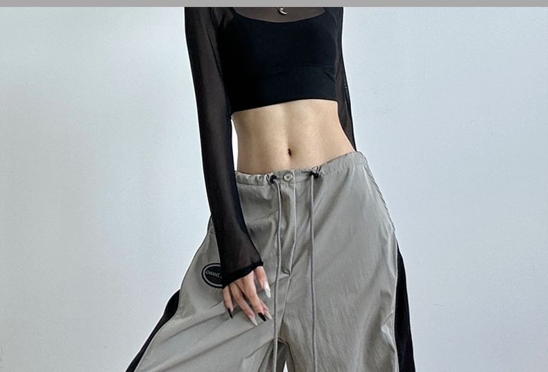 Low Waist Color-Block Loose-Fit Wide-Leg Sweatpants SpreePicky