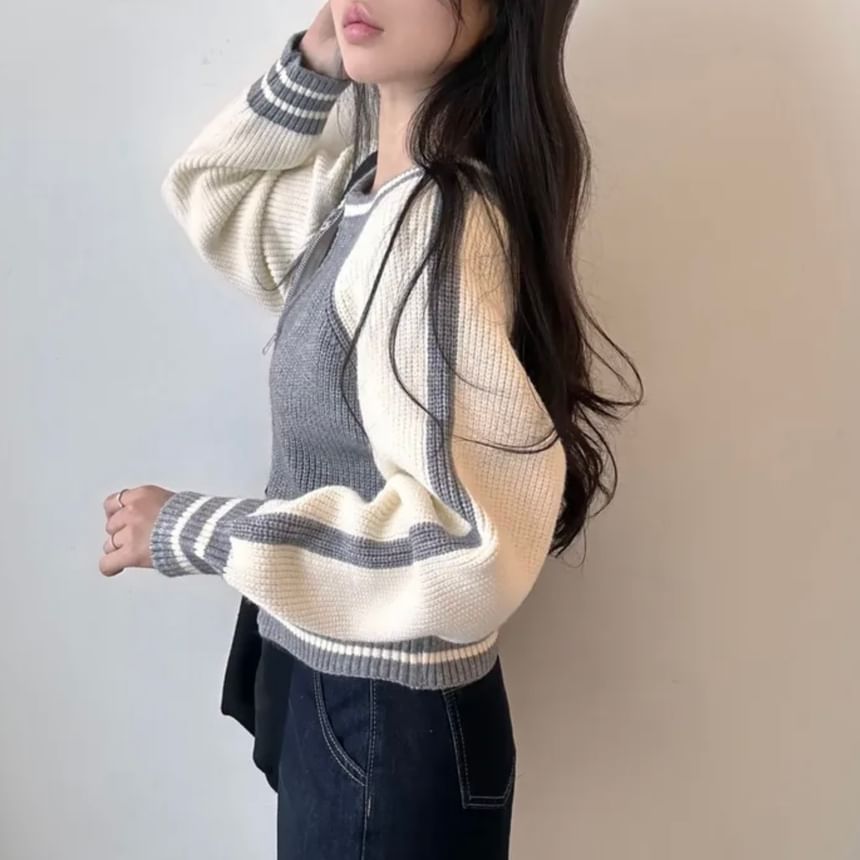 Two Tone Zip Cardigan SpreePicky