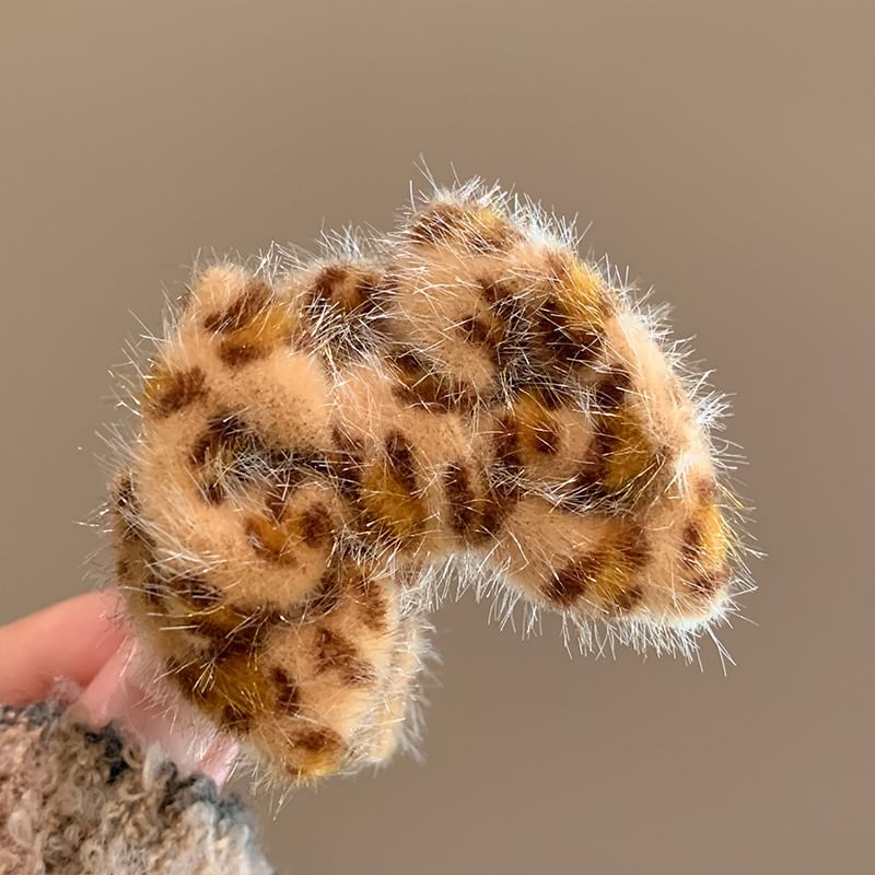 Leopard Print Velvet Hair Claw Clips SpreePicky