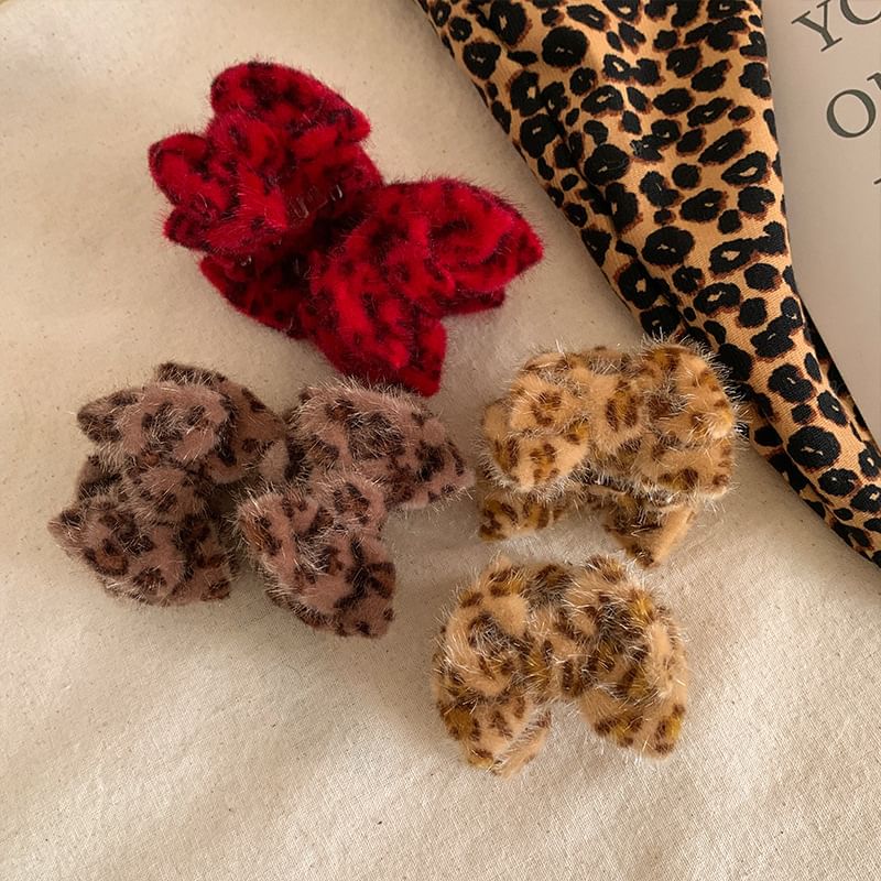 Leopard Print Velvet Hair Claw Clips SpreePicky