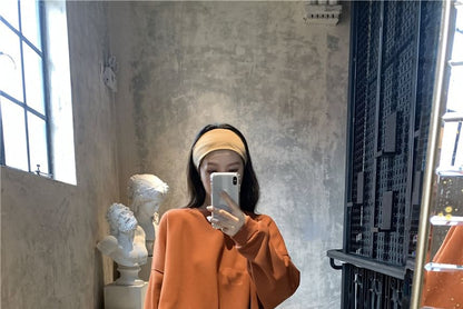 Round Neck Plain Oversized Pullover SpreePicky