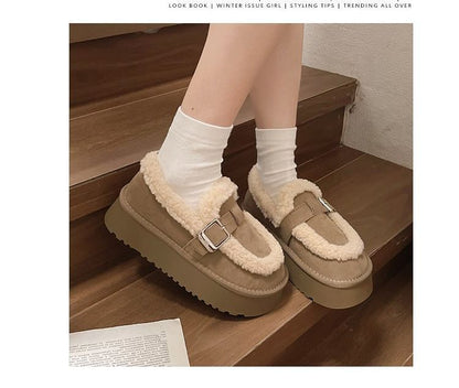 Platform Fleece Lined Loafers SpreePicky