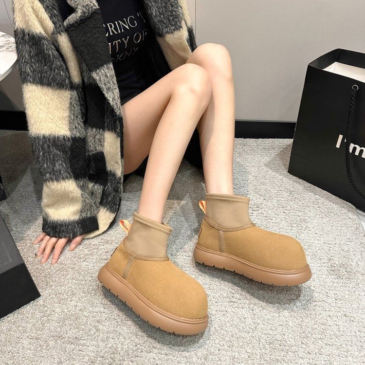 Platform Plain Ankle Snow Boots SpreePicky