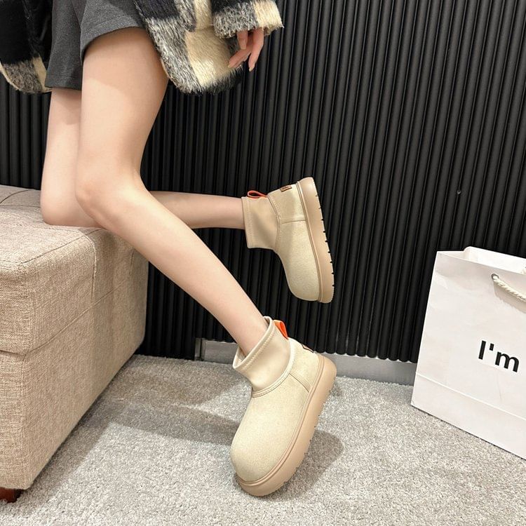 Platform Plain Ankle Snow Boots SpreePicky