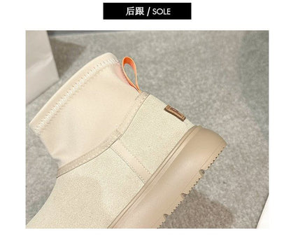 Platform Plain Ankle Snow Boots SpreePicky