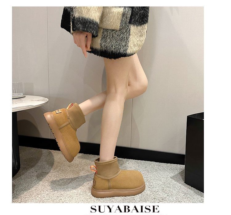 Platform Plain Ankle Snow Boots SpreePicky