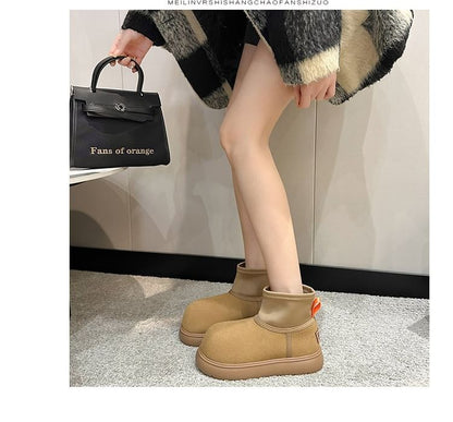 Platform Plain Ankle Snow Boots SpreePicky