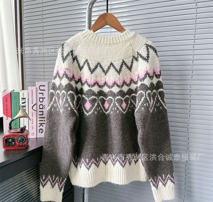 Round Neck Jacquard Sweater mySite