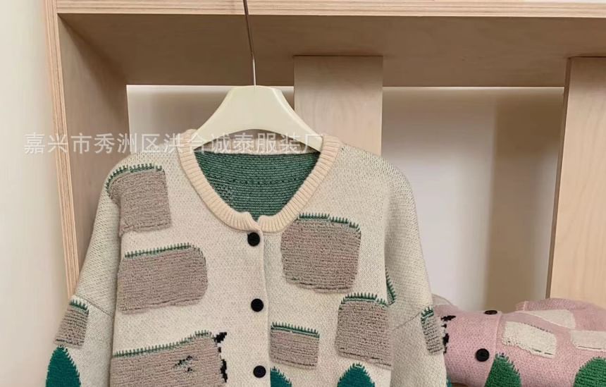 Round Neck Sheep Jacquard Cardigan mySite