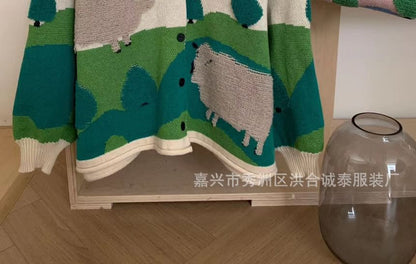 Round Neck Sheep Jacquard Cardigan mySite