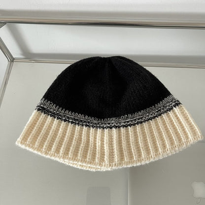 Two-Tone Knit Bucket Hat SpreePicky