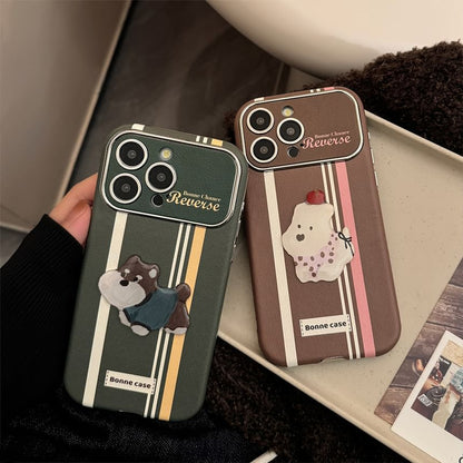 Striped Phone Case / Dog Adhesive Decoration / Set SpreePicky