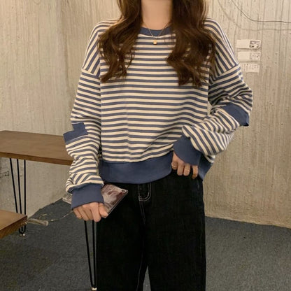 Crewneck Striped Cutout Pullover SpreePicky