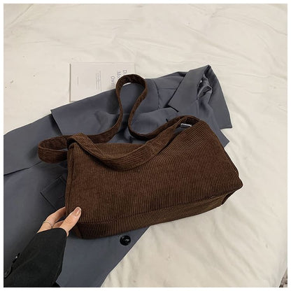 Plain Corduroy Shoulder Bag SpreePicky