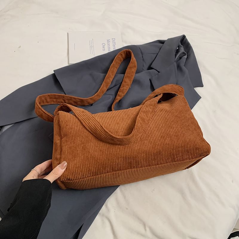 Plain Corduroy Shoulder Bag SpreePicky