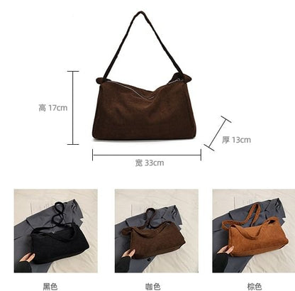 Plain Corduroy Shoulder Bag SpreePicky