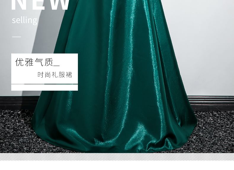 Plain Flower Ruched A-Line Tube Evening Gown SpreePicky