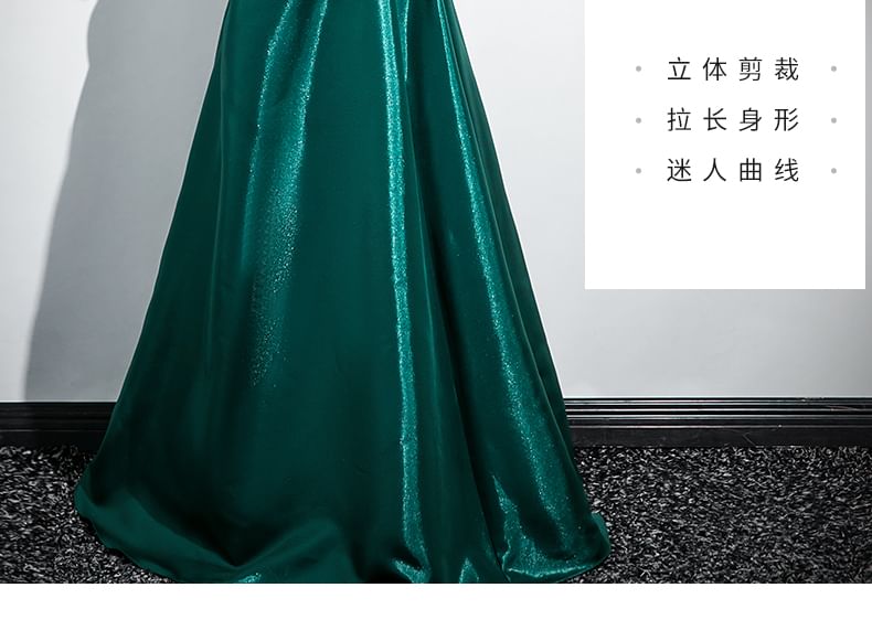 Plain Flower Ruched A-Line Tube Evening Gown SpreePicky