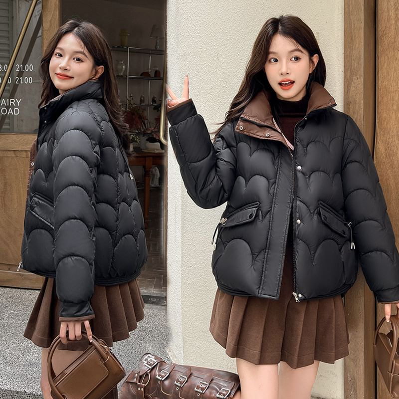 Mock Neck Zip-Up Puffer Jacket SpreePicky