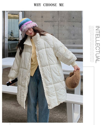 Plain Zip-Up Puffer Coat SpreePicky